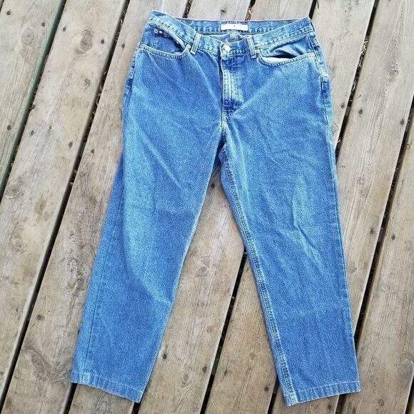 Vintage 90s y2k Tommy Hilfiger Hand Painted Back Pocket Logo Boyfriend Jeans 12 - Picture 3 of 9